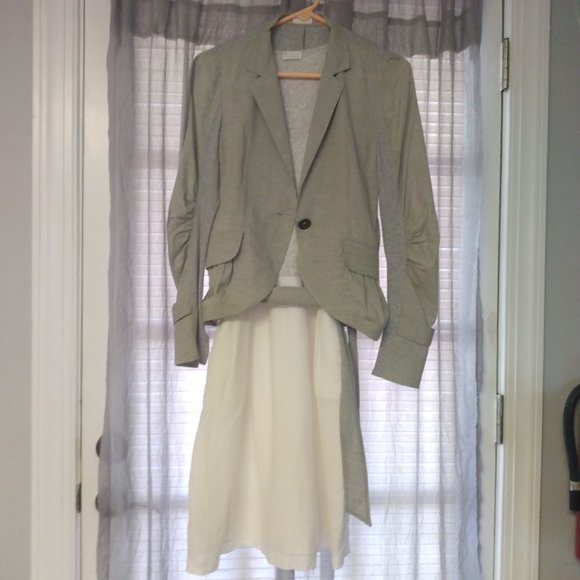 ❤️2 Pc BRUNELLO CUCINELLI Ensemble Dress / Jacket Set Linen / Jersey Cotton Sz M